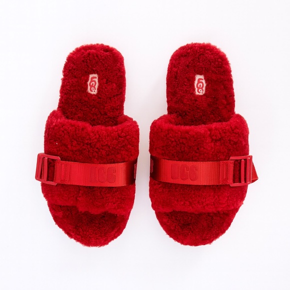 UGG Shoes - UGG Maxi Slide Fluffy Slippers Red Women’s Size 9 US / 7 UK / 40 EU